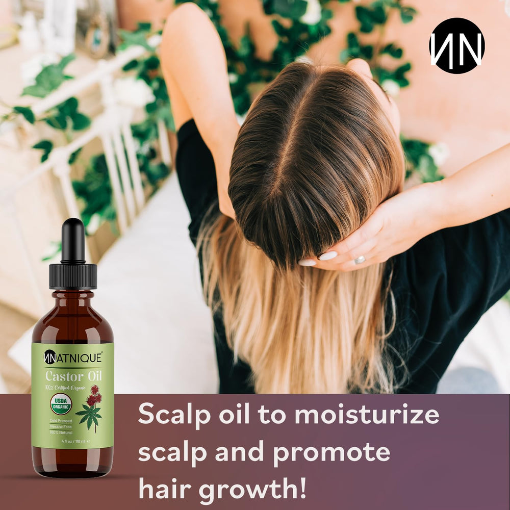Natnique Castor Oil hair growth oil for shine and strength