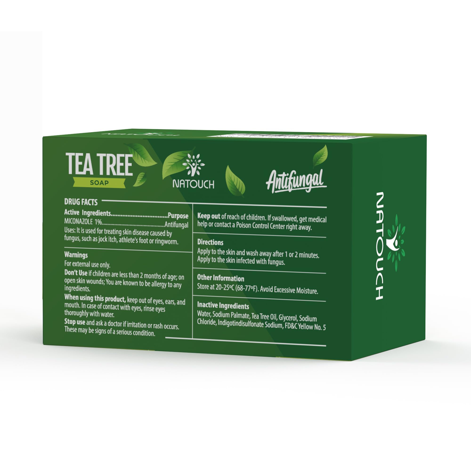 Natouch soap bar features natural ingredients including tea tree oil