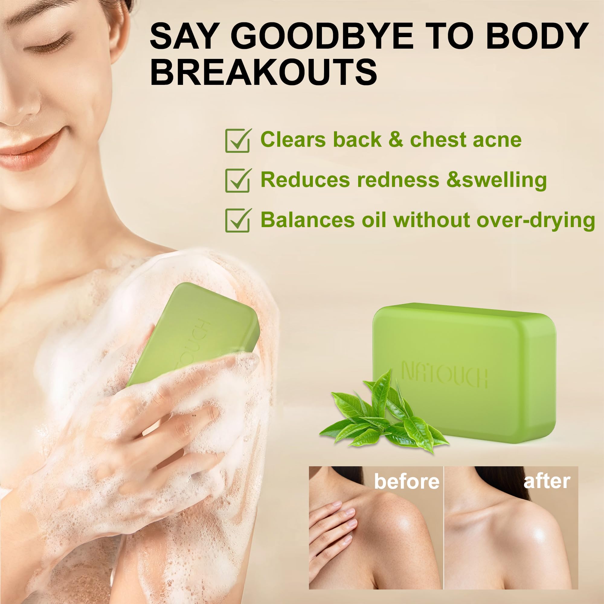 Natouch antifungal soap bar in gym bag ready for post-workout cleansing
