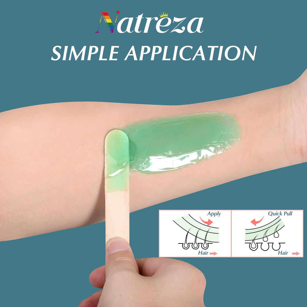 Natreza hard wax beads for arms provide long-lasting smoothness.