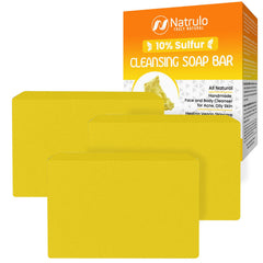 Natrulo 10% sulfur soap bar close-up for natural cleansing and oil control
