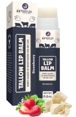 Natrulo beef tallow lip balm strawberry packaging offers hydrating lip care.