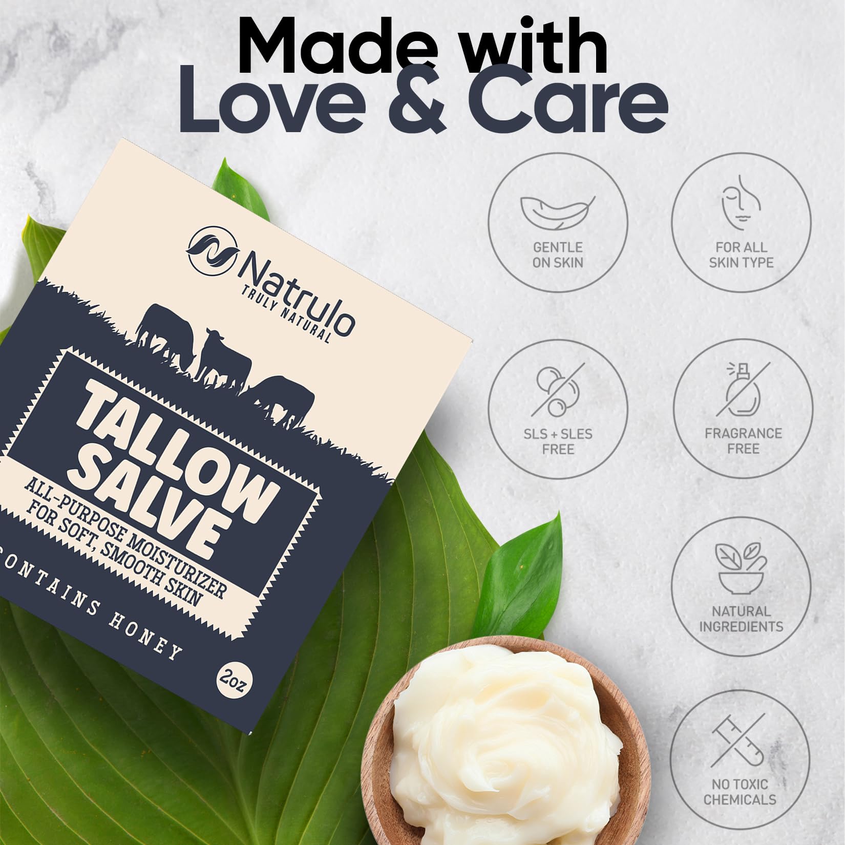 Natrulo Beef Tallow Salve hand application demonstrates easy application for daily skin care