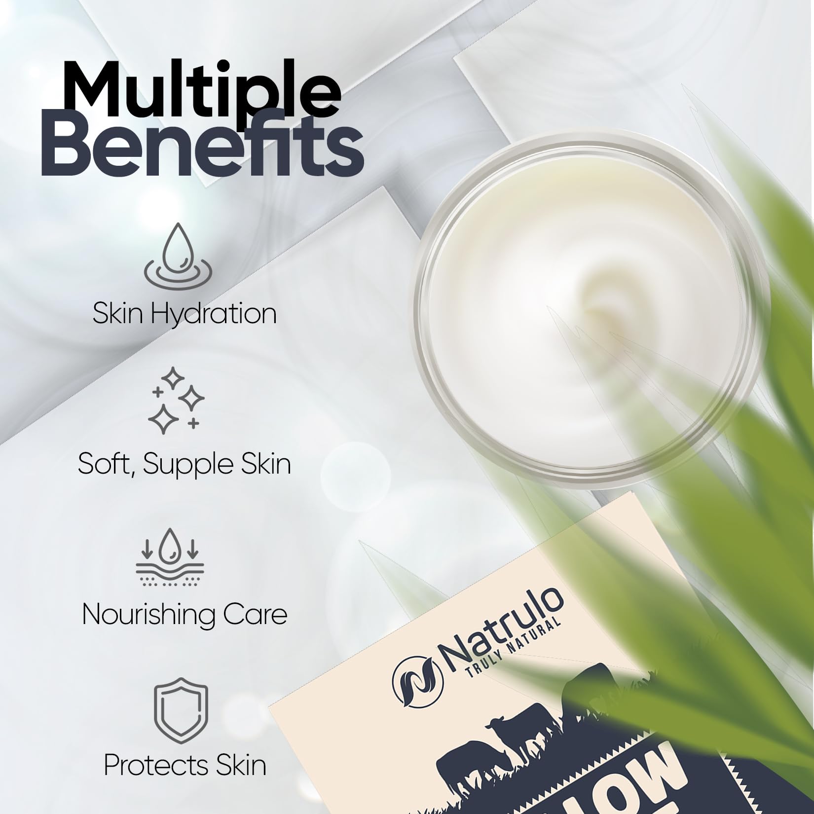 Natrulo Beef Tallow Salve texture swatch reveals smooth application and natural shine