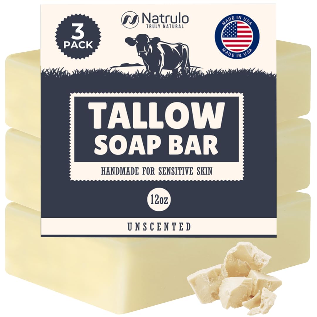 Natrulo beef tallow soap bar unscented close-up for sensitive skin