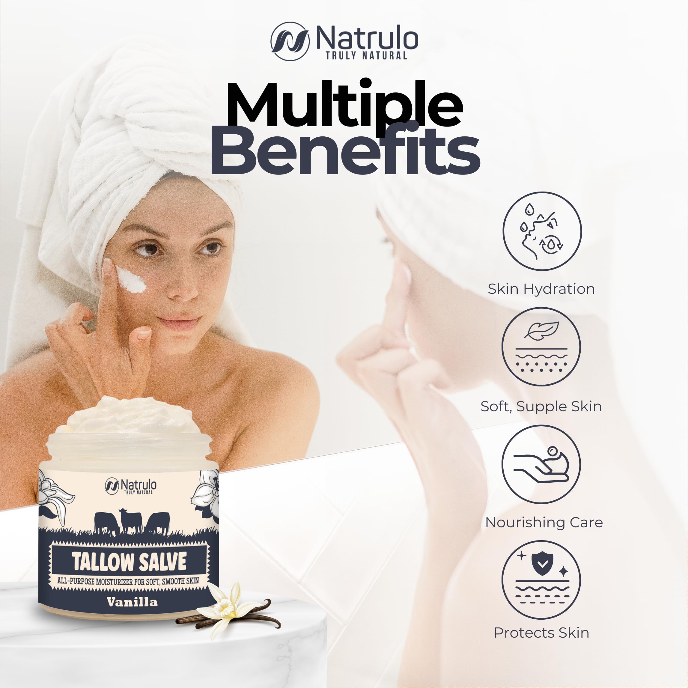 Beeswax, honey and vanilla swatch on balm surface for natural moisturization
