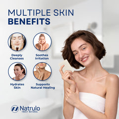 Natrulo soap bar foaming lather demonstrating deep cleansing potential