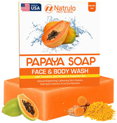 Natrulo Papaya Soap Bar close-up showing brightening formula for even-toned skin.