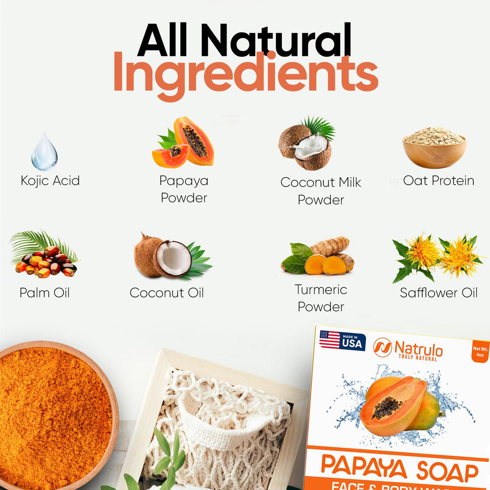 Natrulo Papaya Soap handcrafted in USA for pure, phthalate-free cleansing.
