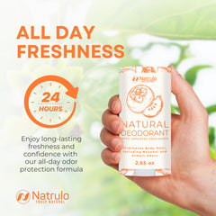 Natrulo Persimmon Deodorant swipe applied for underarm freshness.