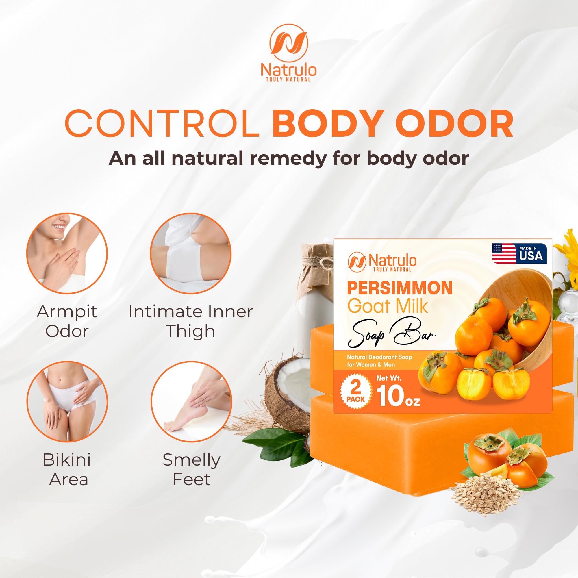 Close-up texture with shea butter and persimmon for hydrating cleansing