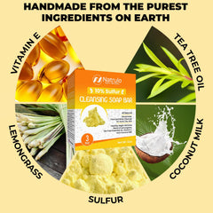Natrulo handmade in the USA label on sulfur soap bar