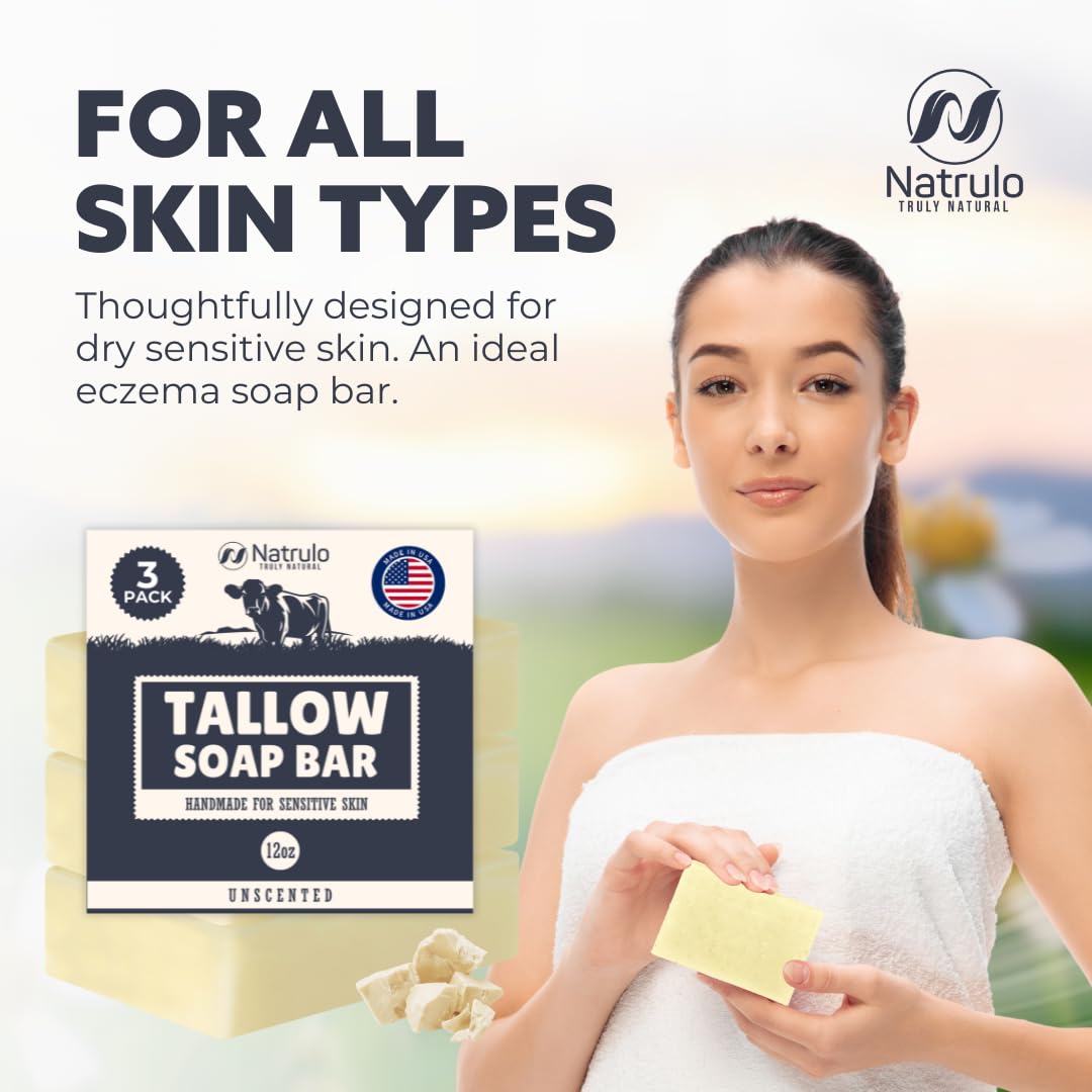 Natrulo tallow soap texture close-up reveals creamy lather