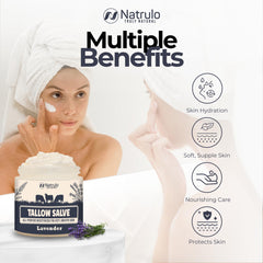 Natrulo Tallow texture on hand demonstrates soothing moisture for rough patches.