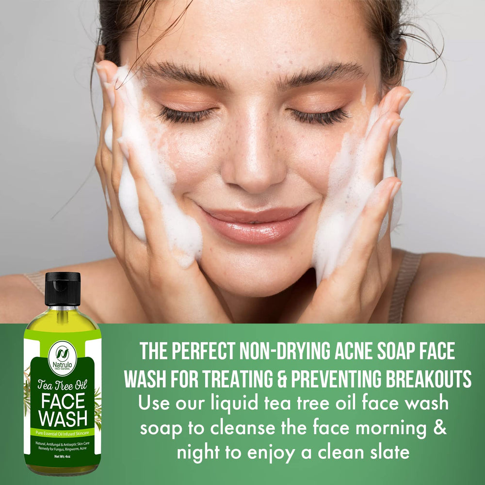 Natrulo Tea Tree Oil Face Wash helps balance skin daily.