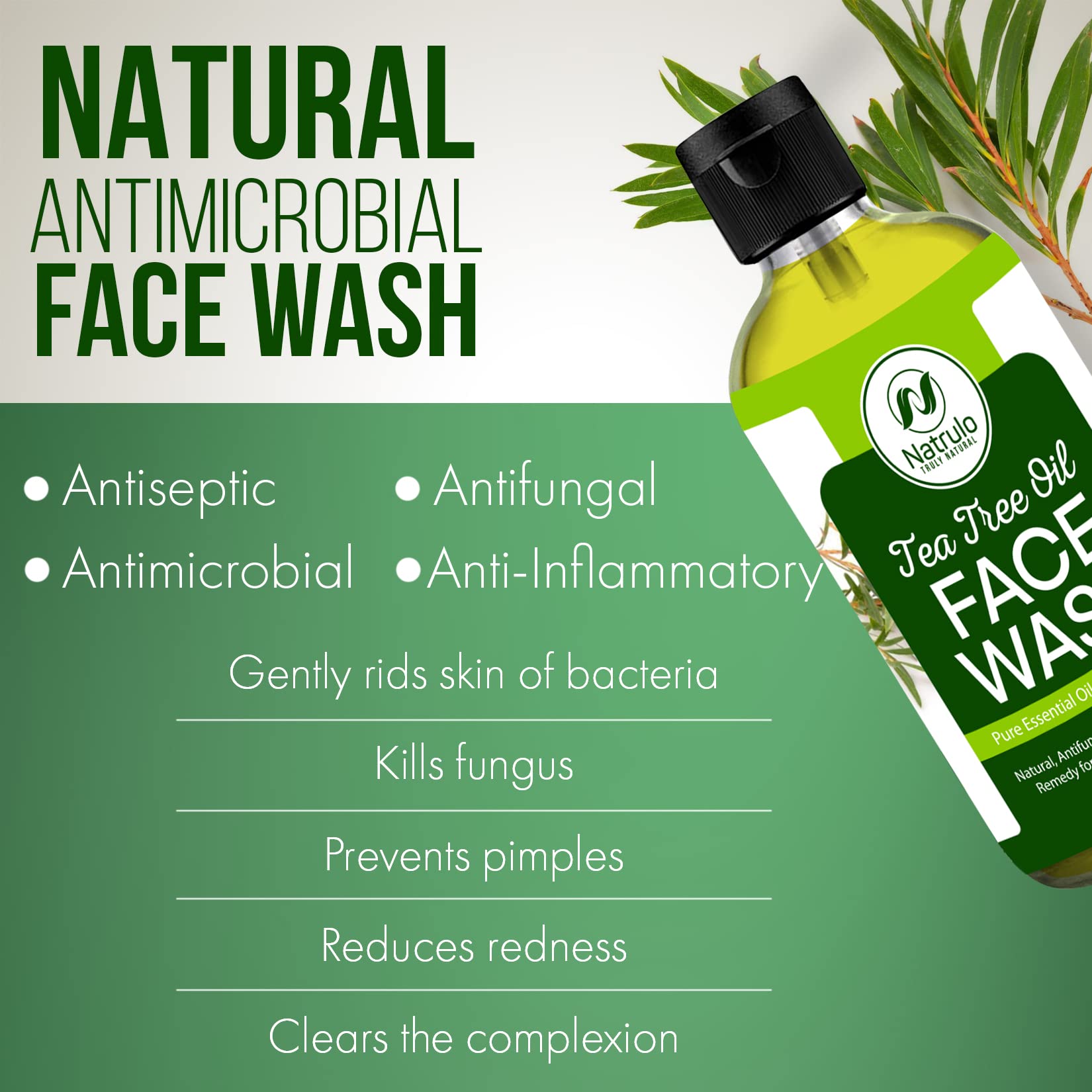 Natrulo Tea Tree Oil Face Wash rich lather for a refreshing cleanse.