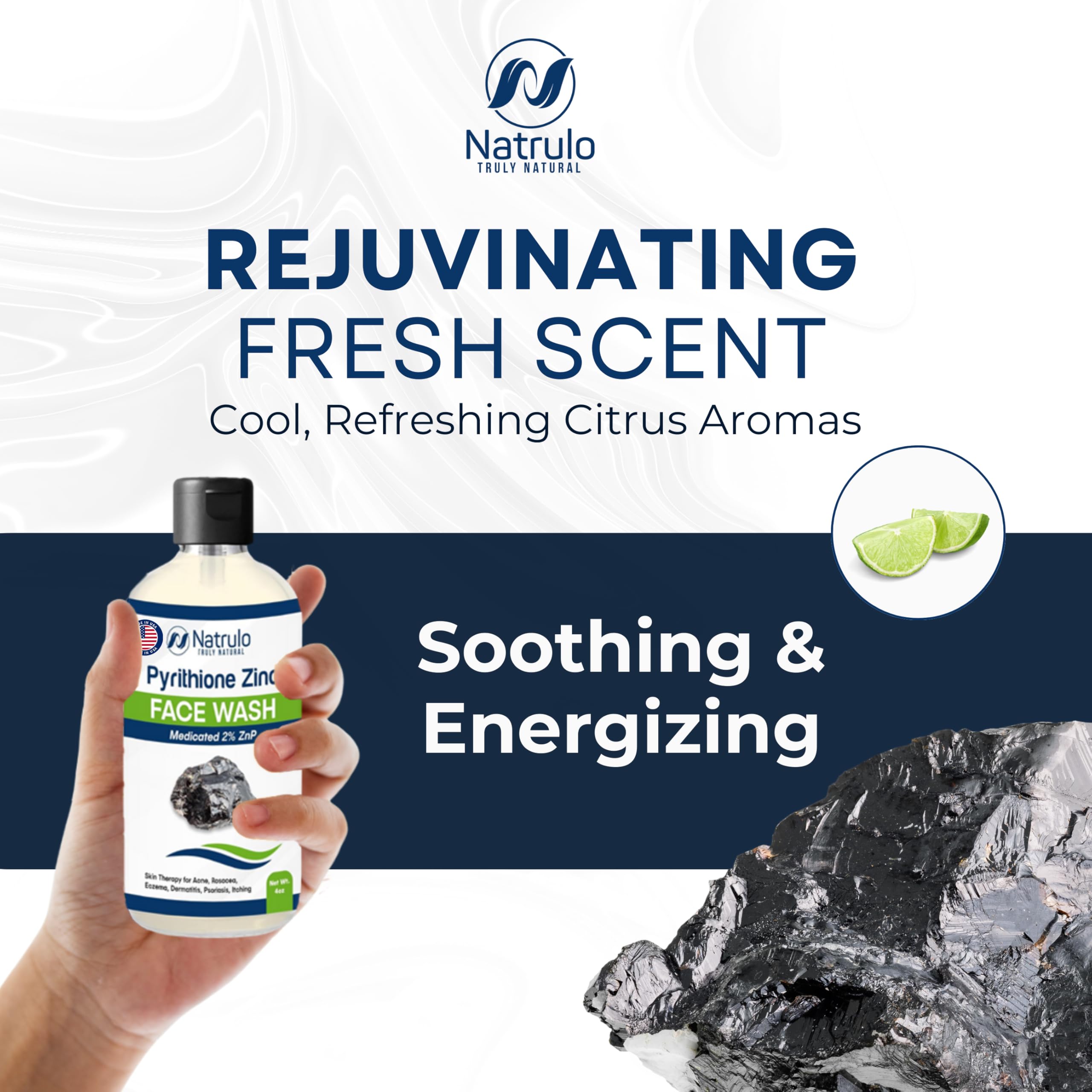 Natrulo Zinc Soap made in USA signals trusted quality cleansing.