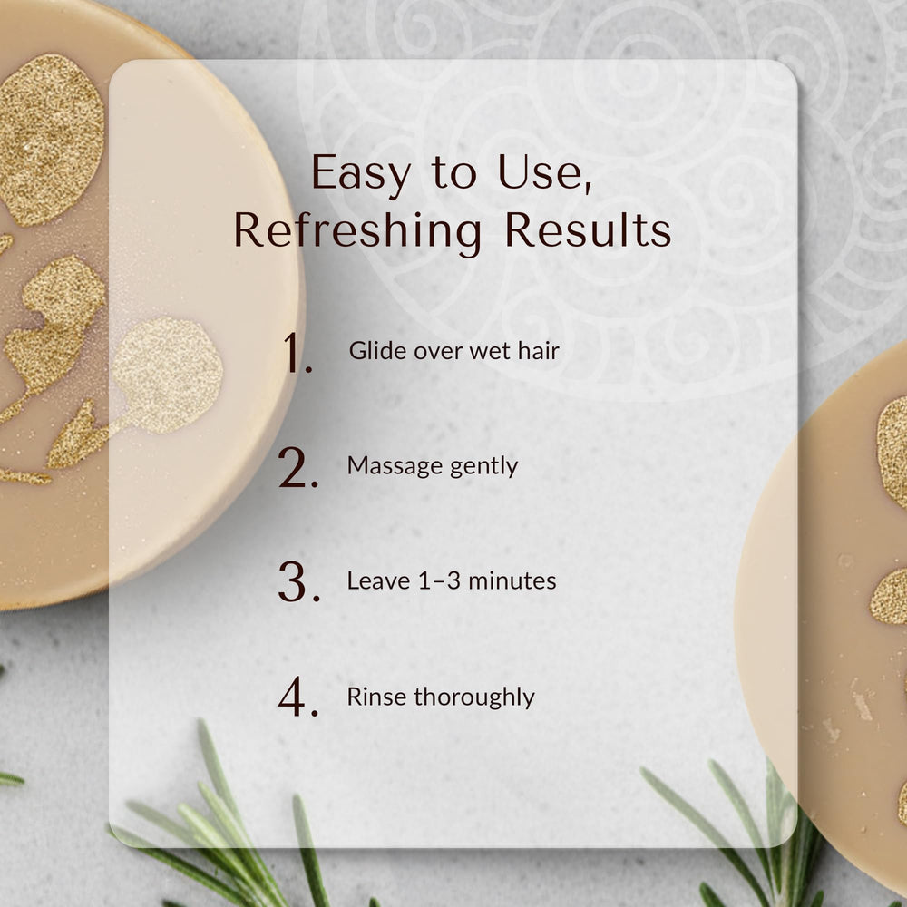 NATÚ BOTANICALS applying the bar on wet hair demonstrates smooth glide.