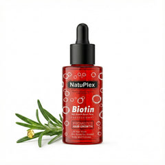 NatuPlex Biotin & Rosemary serum bottle pour for easy daily use
