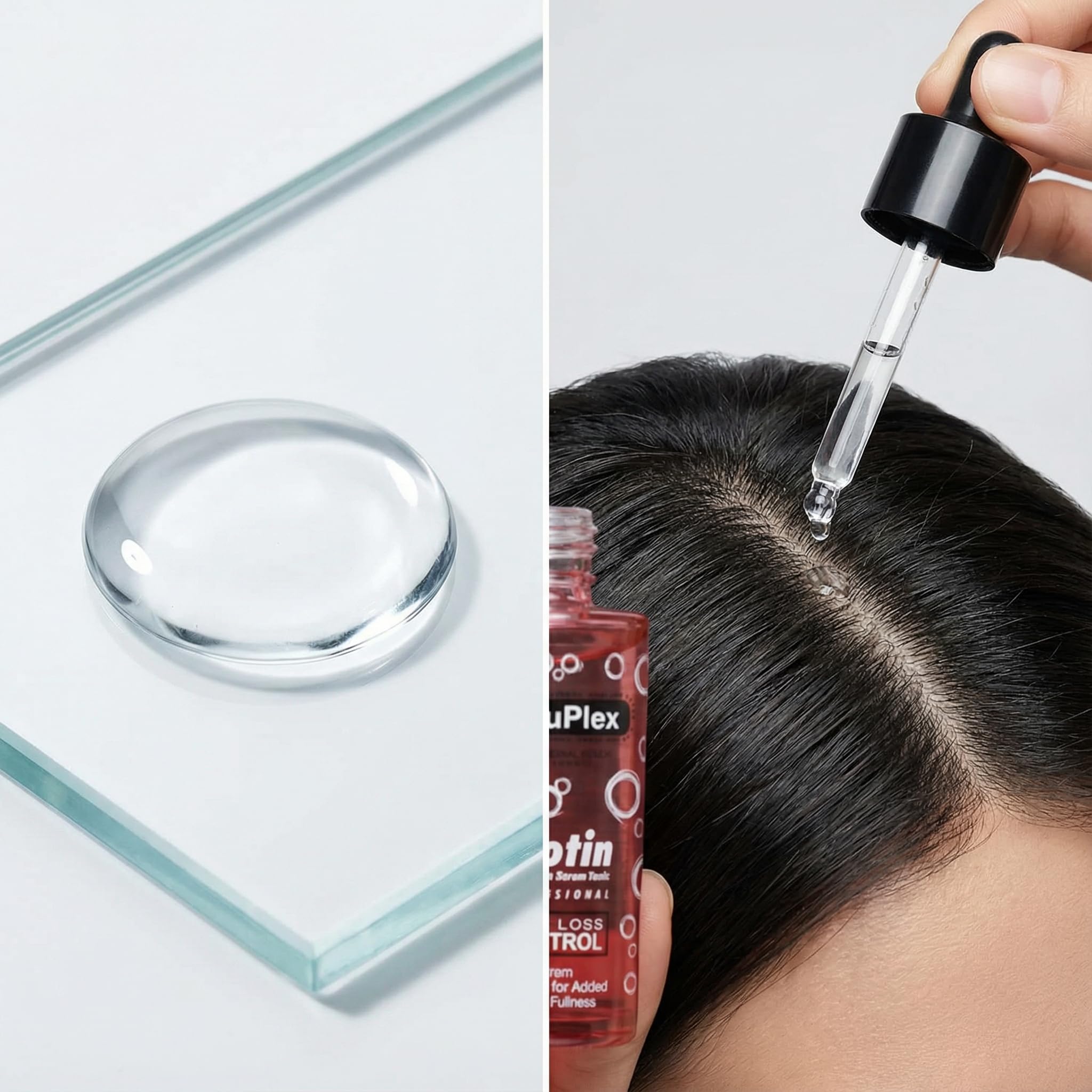 NatuPlex Biotin & Rosemary serum on hair roots to boost volume