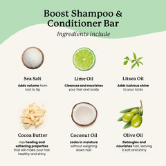 NATURÉL Boost Conditioner Bar close-up shows creamy texture for nourishing detangling.