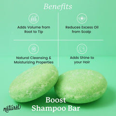 NATURÉL Boost Sea Salt visual emphasizes natural volumizing ingredient for fuller hair.