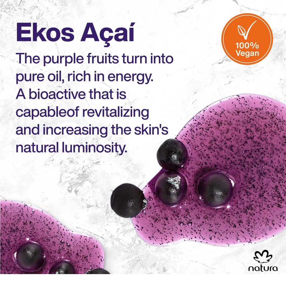 Sustainable packaging detail of Natura Açaí Body Lotion