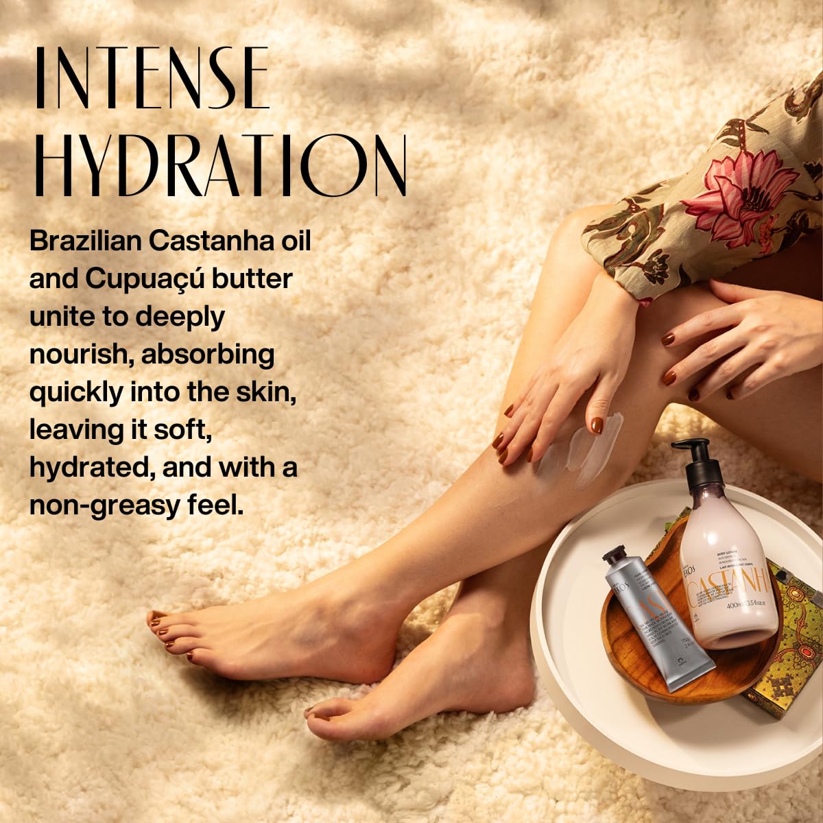 Natura Castanha foot application massage smoothing rough areas.