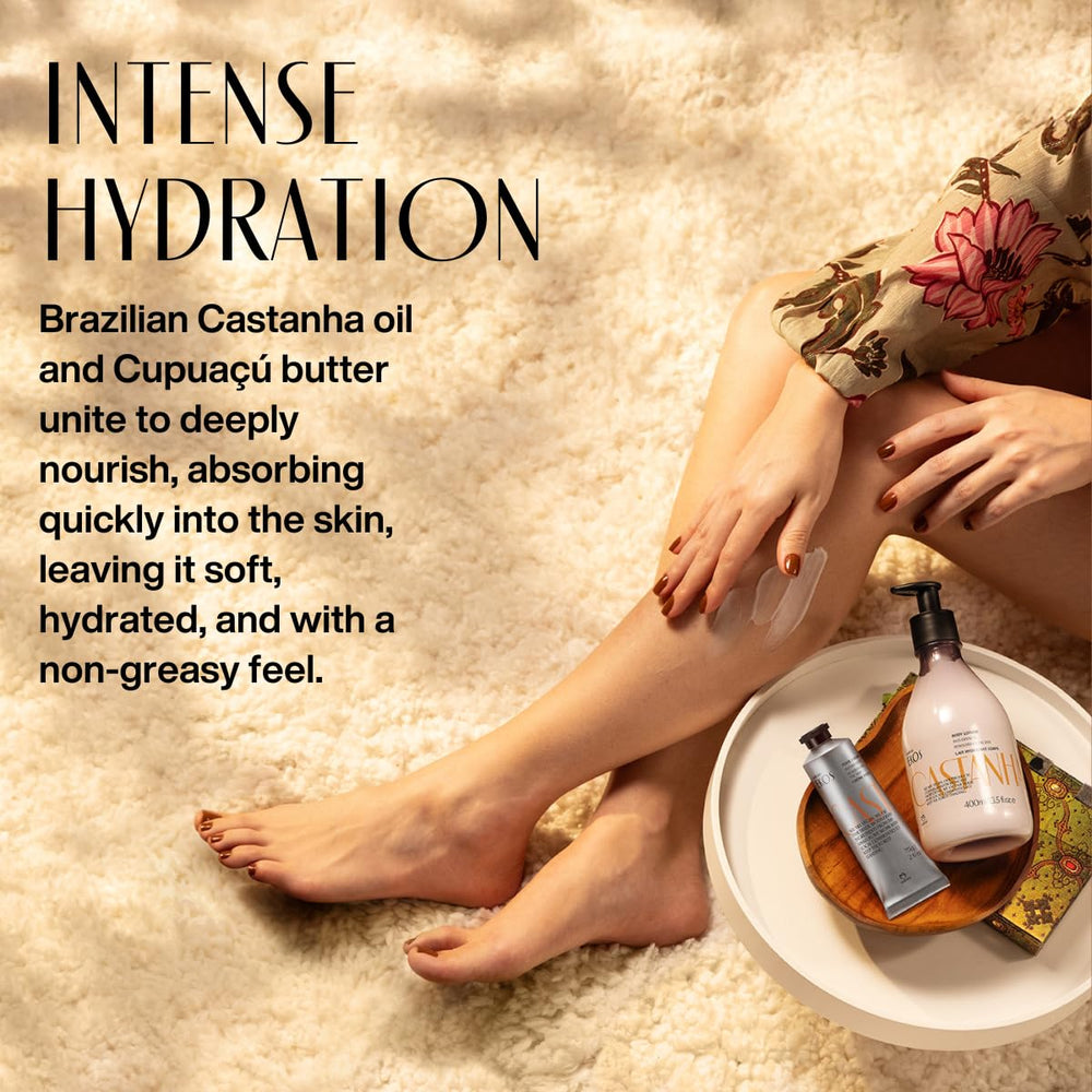 Natura Castanha foot application massage smoothing rough areas.