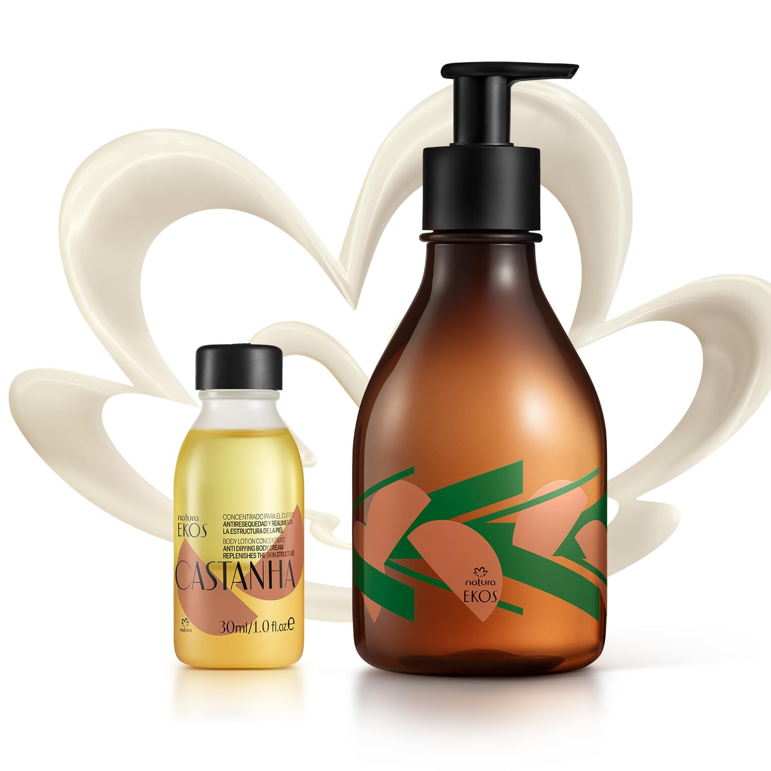 Natura Castanha Lotion Concentrate bottle pour delivers deep hydration