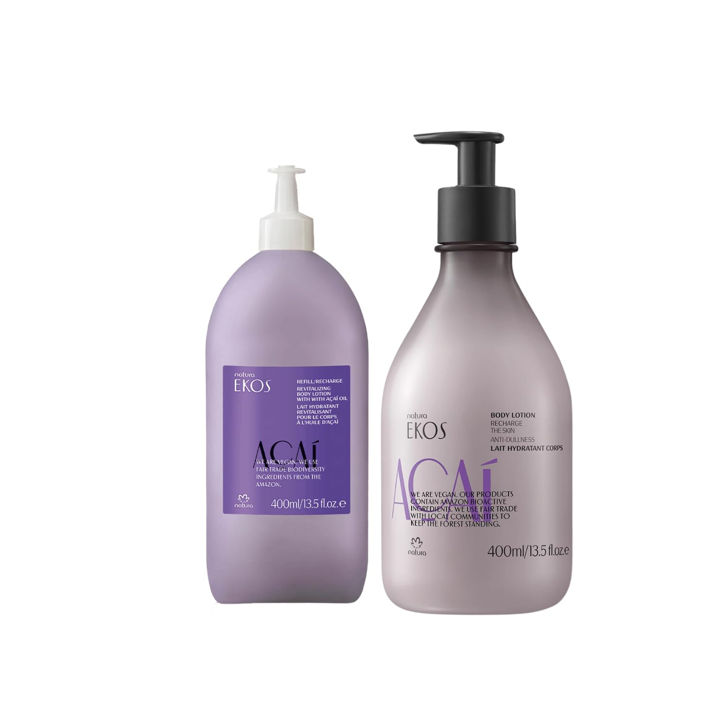 Natura Ekos Açaí Revitalizing cream texture closeup highlights rich moisture