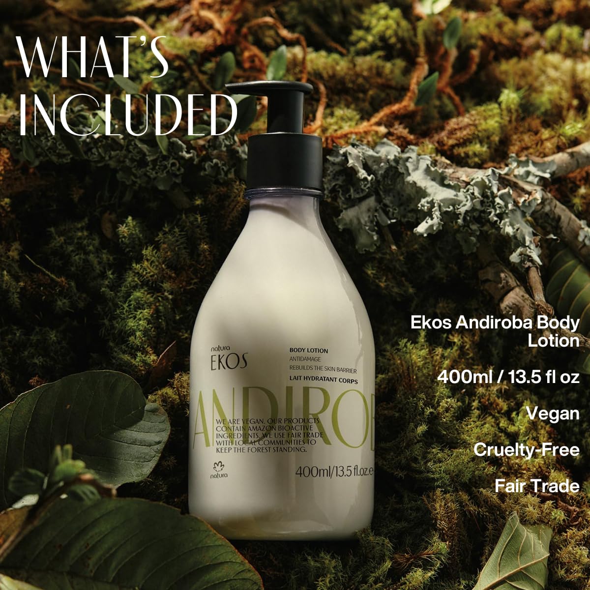 Natura Ekos Andiroba massage application demonstrates soothing relief for tired muscles.