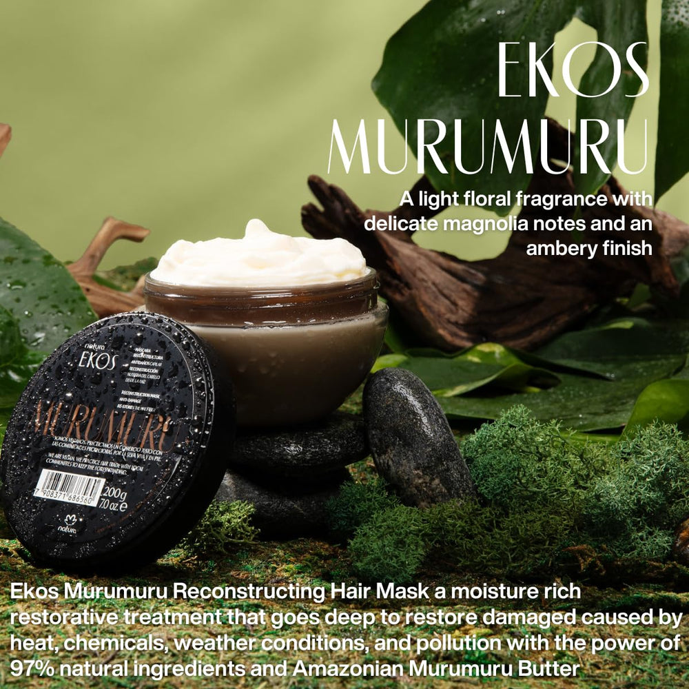 Natura Ekos Murumuru mask application on hair demonstrating strand-by-strand coverage