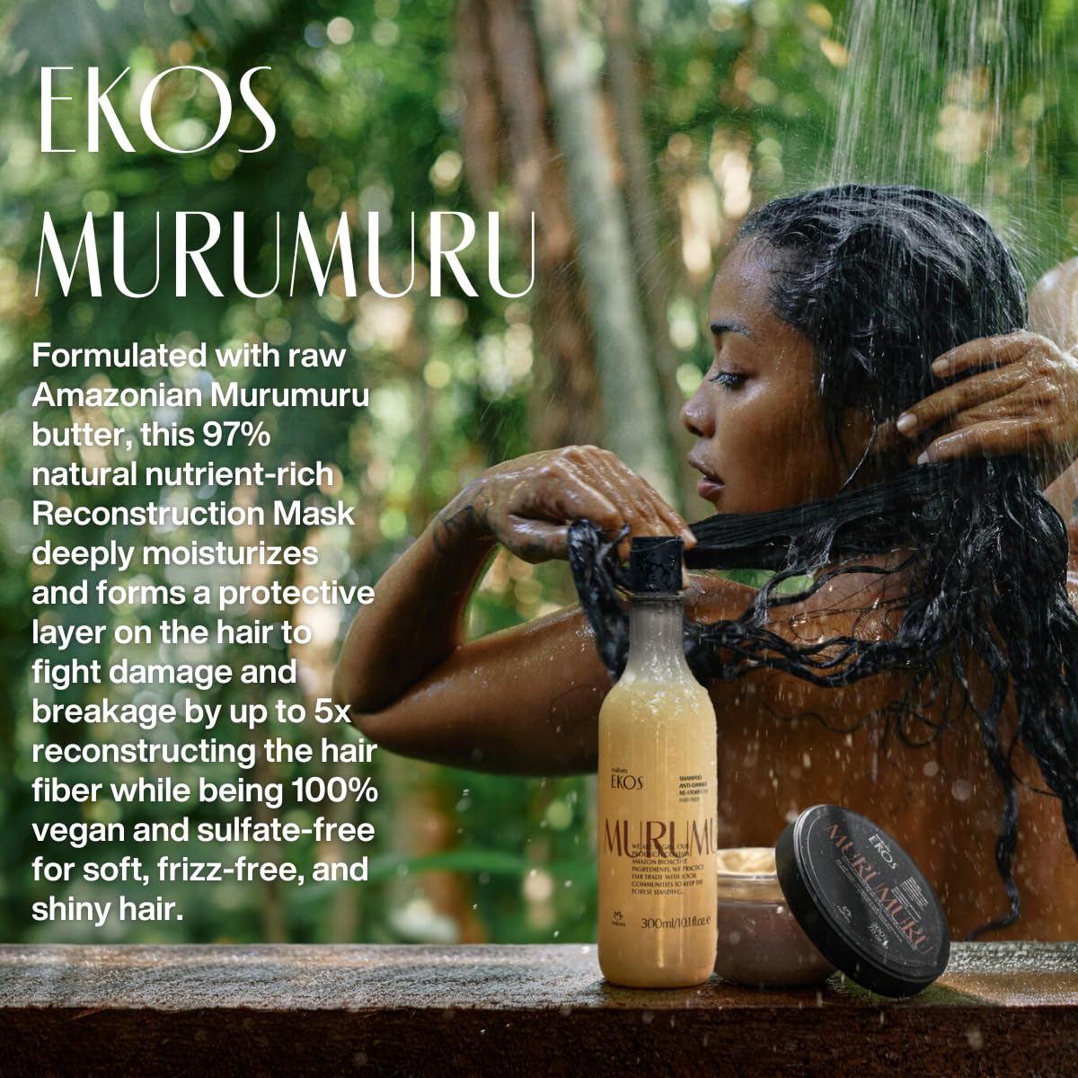 Natura Ekos Murumuru natural-origin formula label emphasizing clean, ethical ingredients