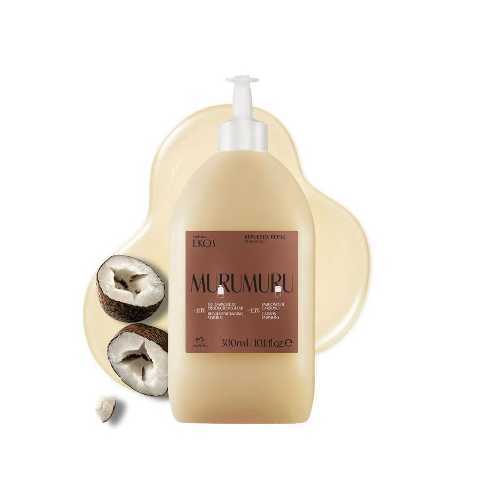 Natura Ekos Murumuru Restoring Shampoo refill bottle for gentle cleansing that moisturizes hair.