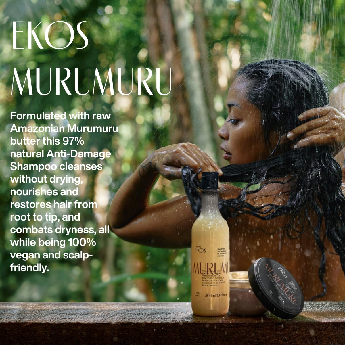 Natura Ekos Murumuru Restoring Shampoo cap detail showing precise dosing.
