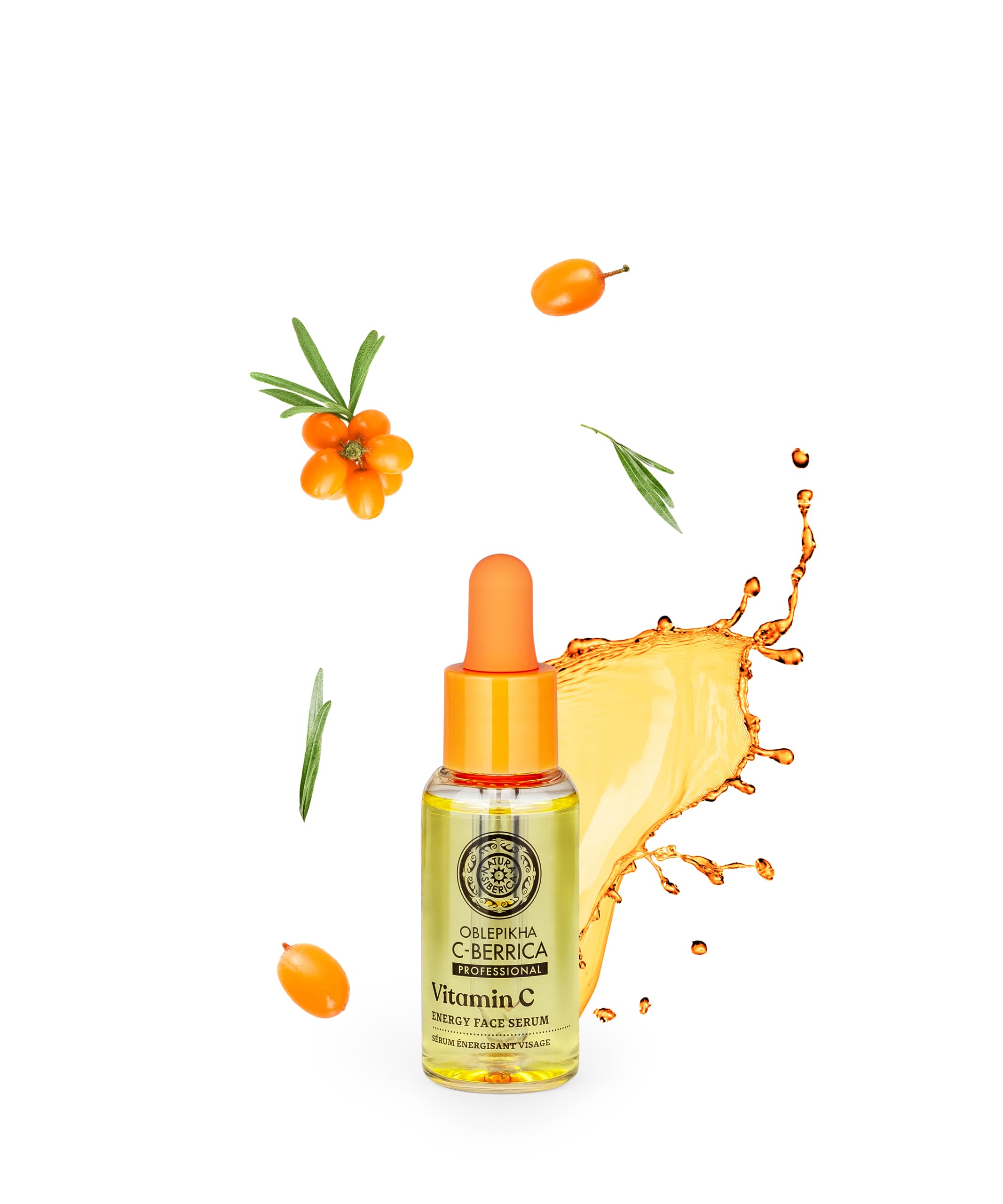 Natura Siberica Altai Oblepikha hydrolate ingredient close-up signaling vitamin C source.