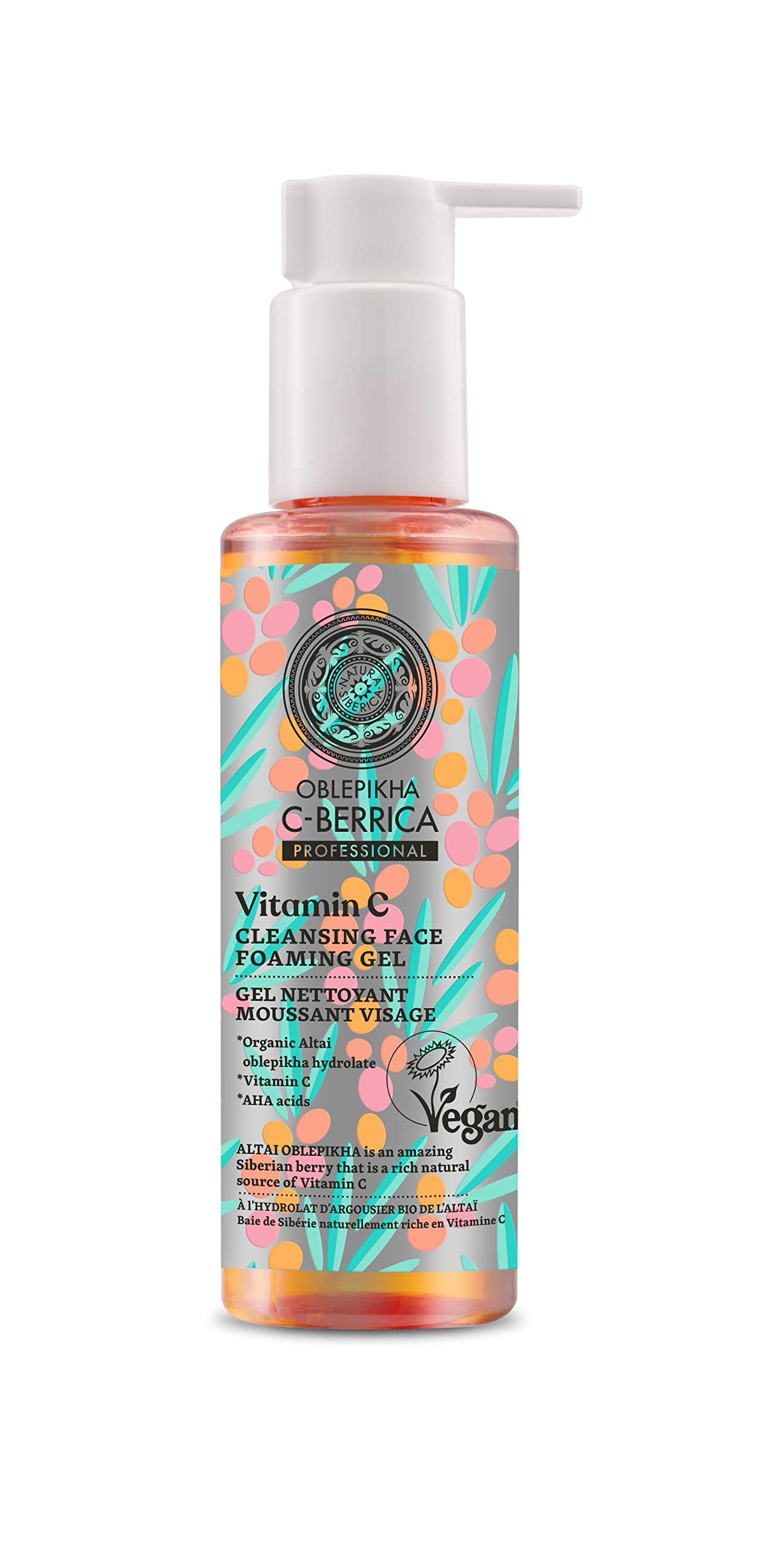 Natura Siberica C-Berrica cleansing gel bottle offers a refreshing daily cleanse for all skin types.