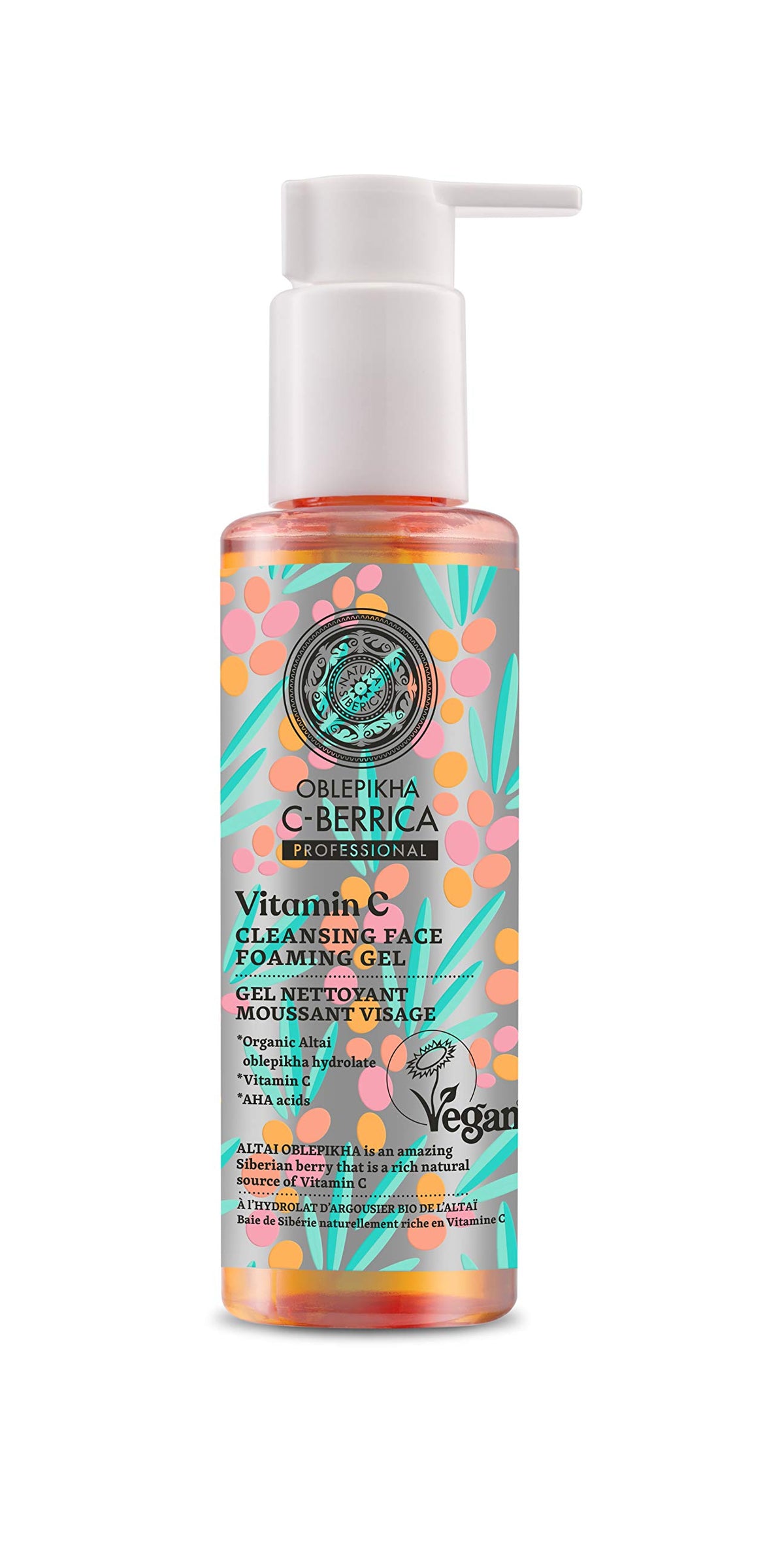 Natura Siberica C-Berrica cleansing gel bottle offers a refreshing daily cleanse for all skin types.