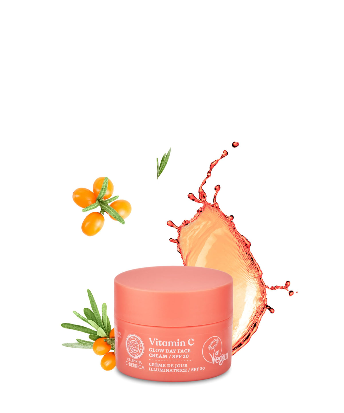 Natura Siberica C Berrica Glow Day Cream bottle with SPF 20 delivering radiant daytime hydration