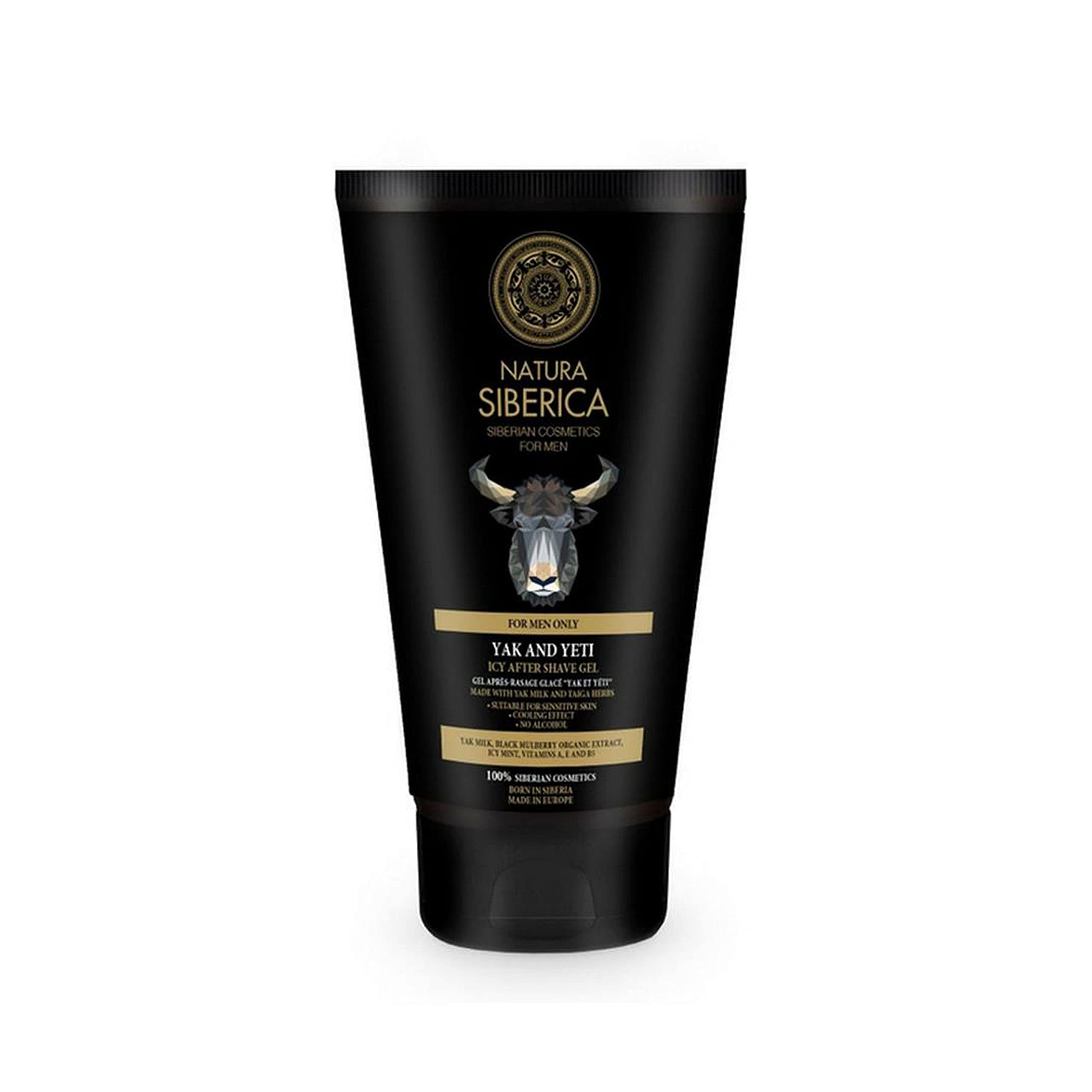 Natura Siberica Men Yak and Yeti gel bottle being poured for instant refreshment.