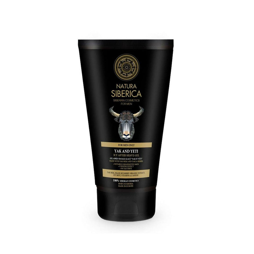 Natura Siberica Men Yak and Yeti gel bottle being poured for instant refreshment.