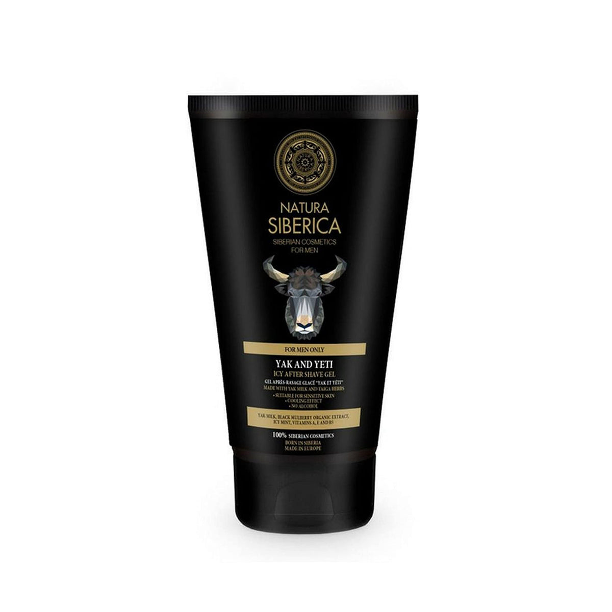 Natura Siberica Men Yak and Yeti gel bottle being poured for instant refreshment.