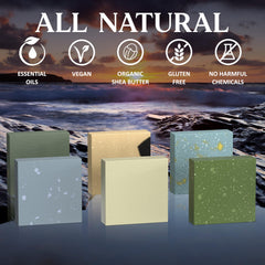 NATURAL AMERICAN men's bar soap collection close-up highlighting handcrafted USA bars