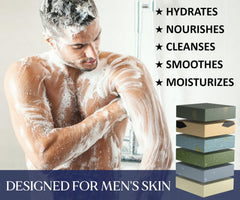 NATURAL AMERICAN men's bar soap creamy lather emphasizing moisturizing formula