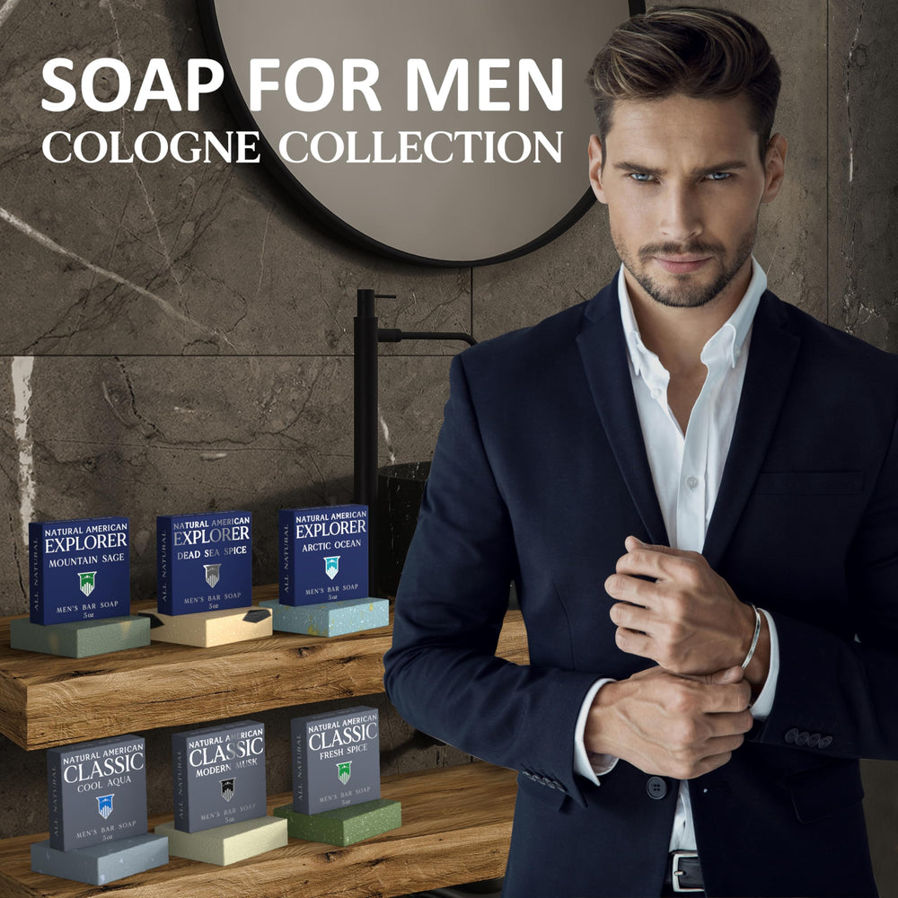 NATURAL AMERICAN men's bar soap with natural ingredients shea butter for skin nourishment