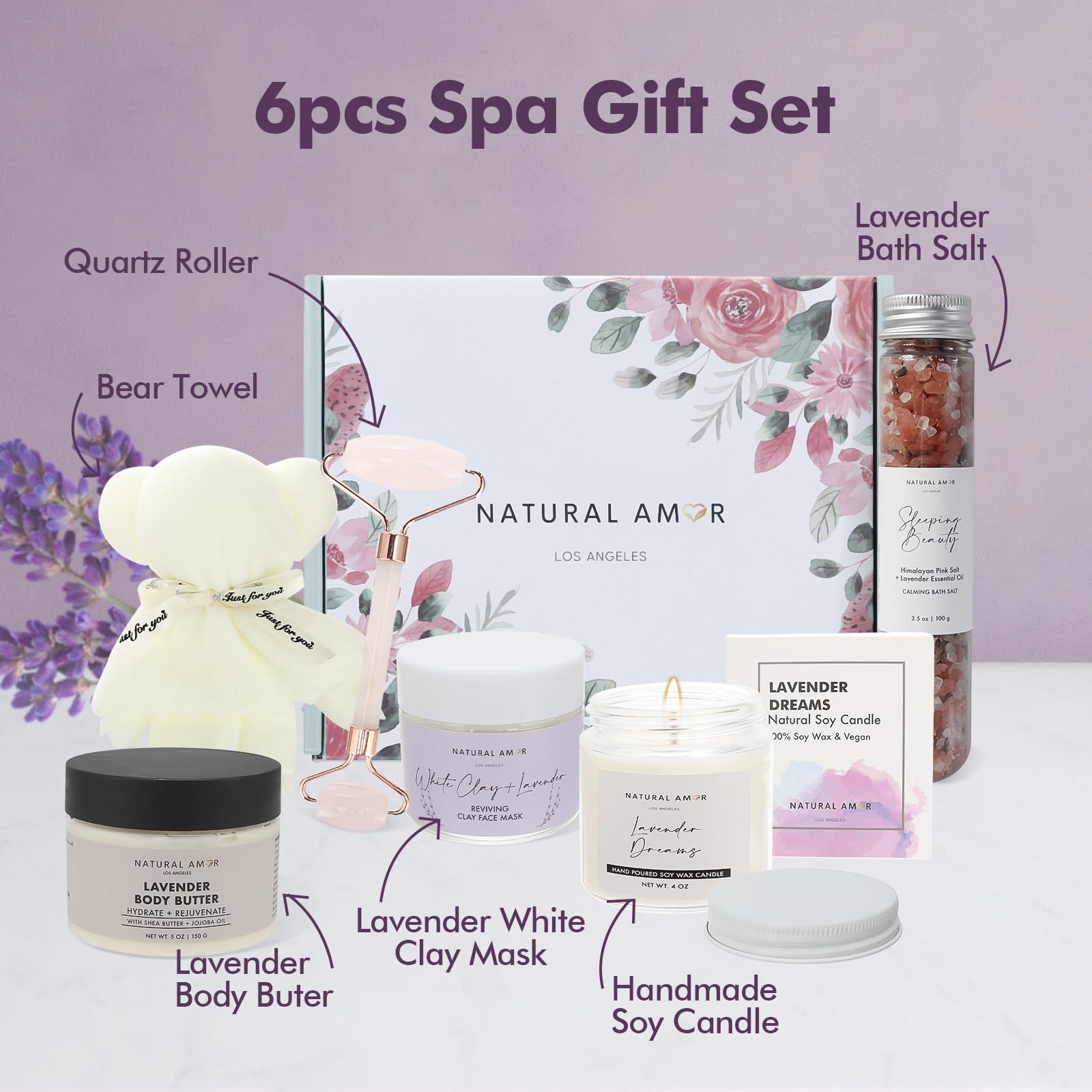 Natural Amor Lavender Bath Salt creates a relaxing soak at home