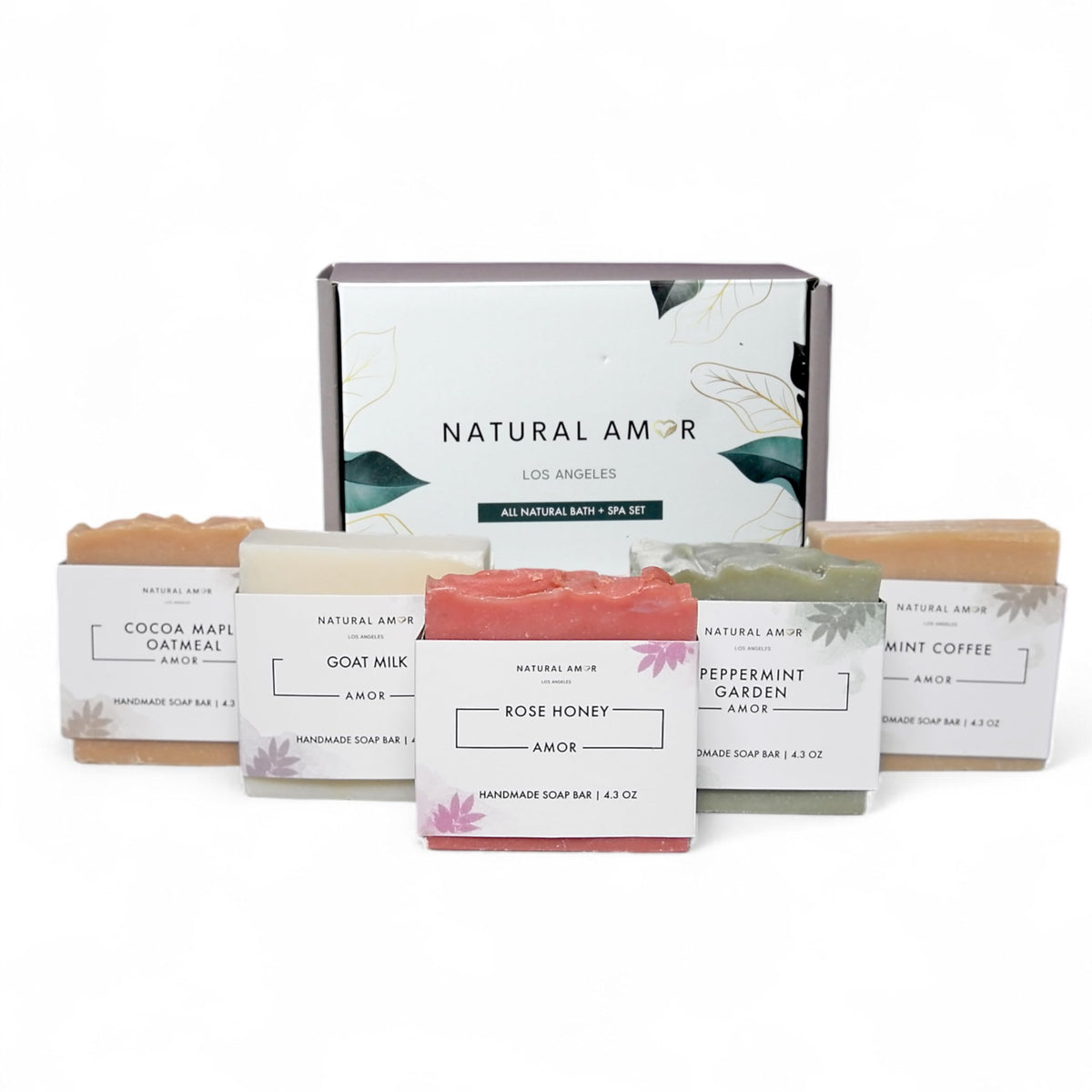 Natural Amor Los Angeles bar soap set in a stylish gift box, ideal for gifting.