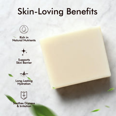 Natural Amor Los Angeles shea butter bar close-up showing creamy lather texture.