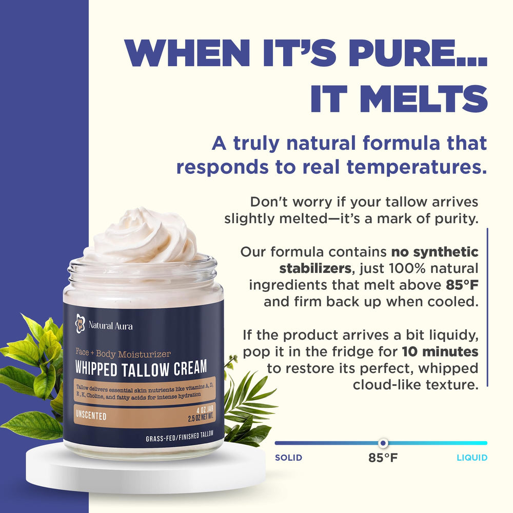 Natural Aura unscented label indicating fragrance free skincare